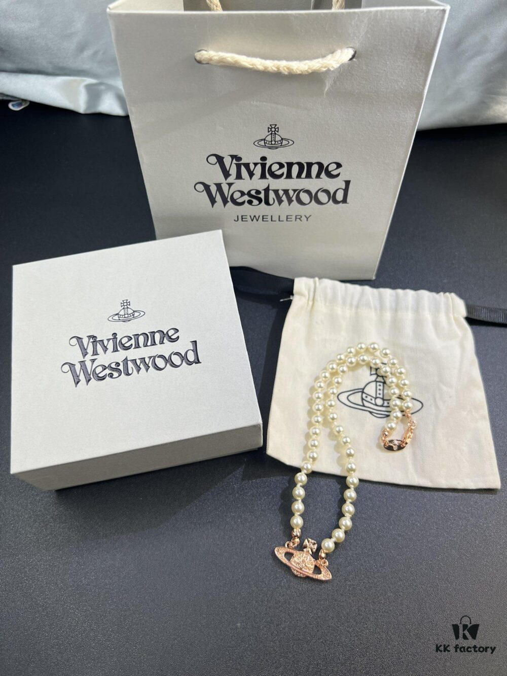 West Queen Rose Gold Saturn Pearl Necklace