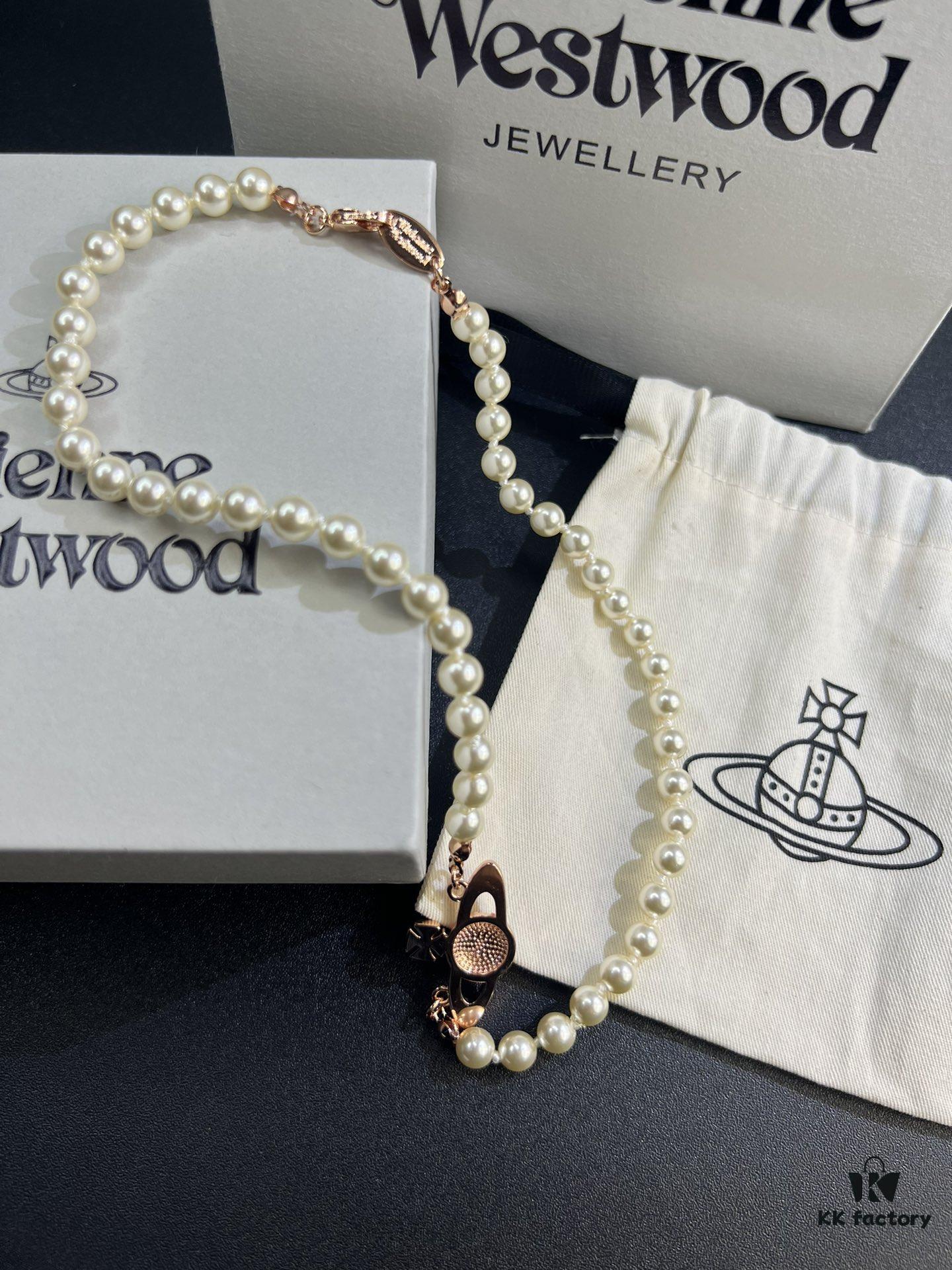 West Queen Rose Gold Saturn Pearl Necklace