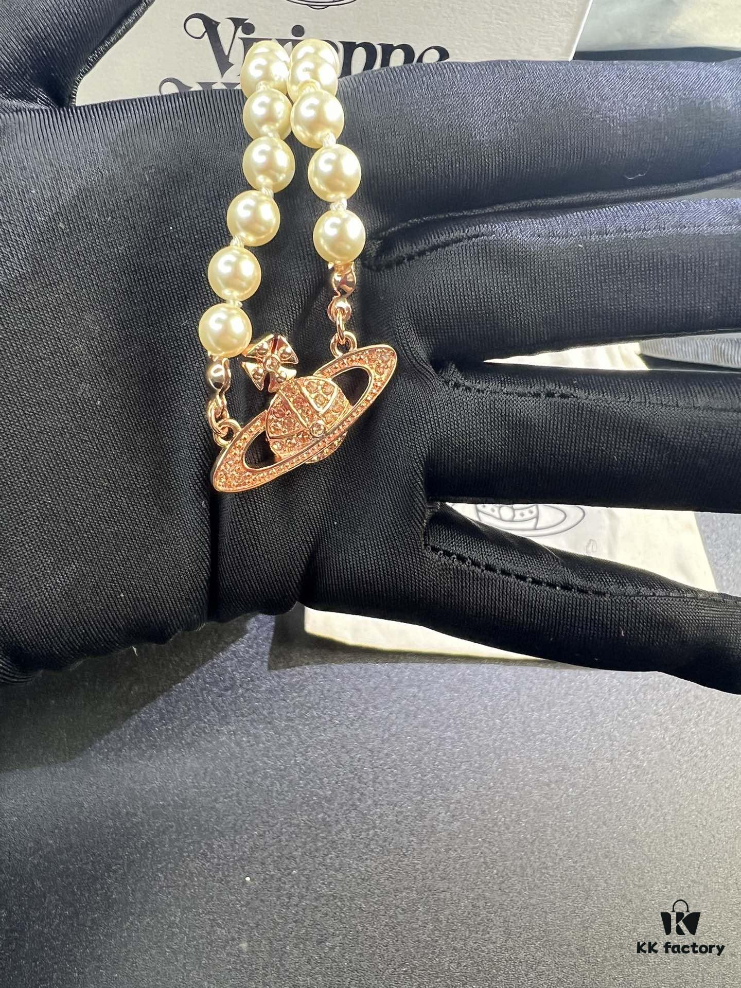 West Queen Rose Gold Saturn Pearl Necklace