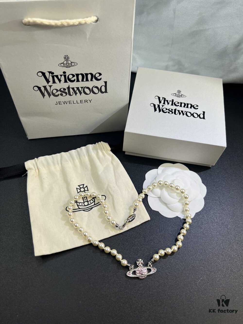 West Grandma Pink Diamond Saturn Pearl Necklace In Stock