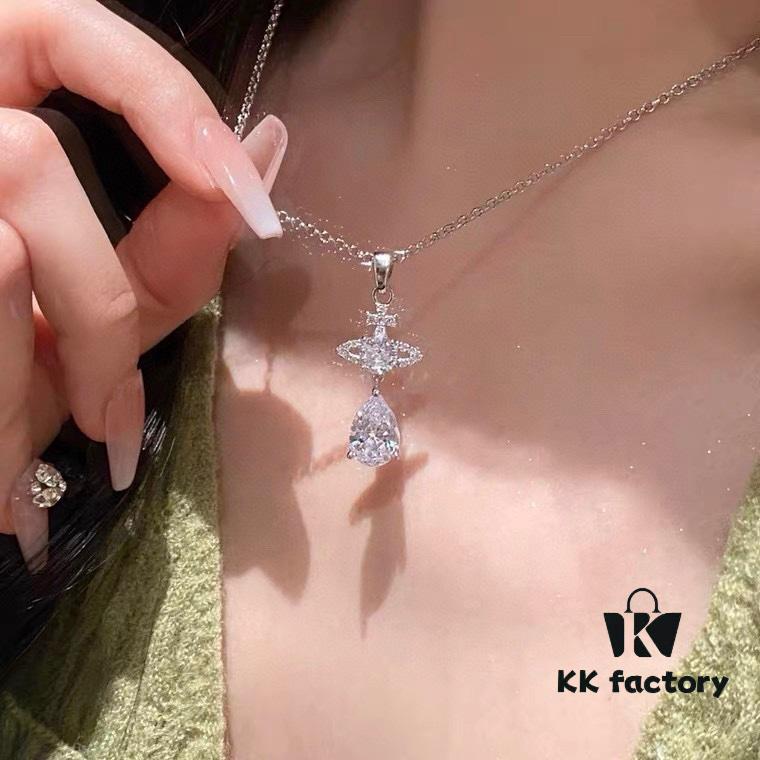 High-Quality Vivienne Westwood Saturn Earrings and Necklace Set