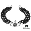 Vivienne Westwood Black Crystal Triple Saturn Necklace, Slimming Design