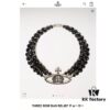 Vivienne Westwood Black Crystal Triple Saturn Necklace, Slimming Design