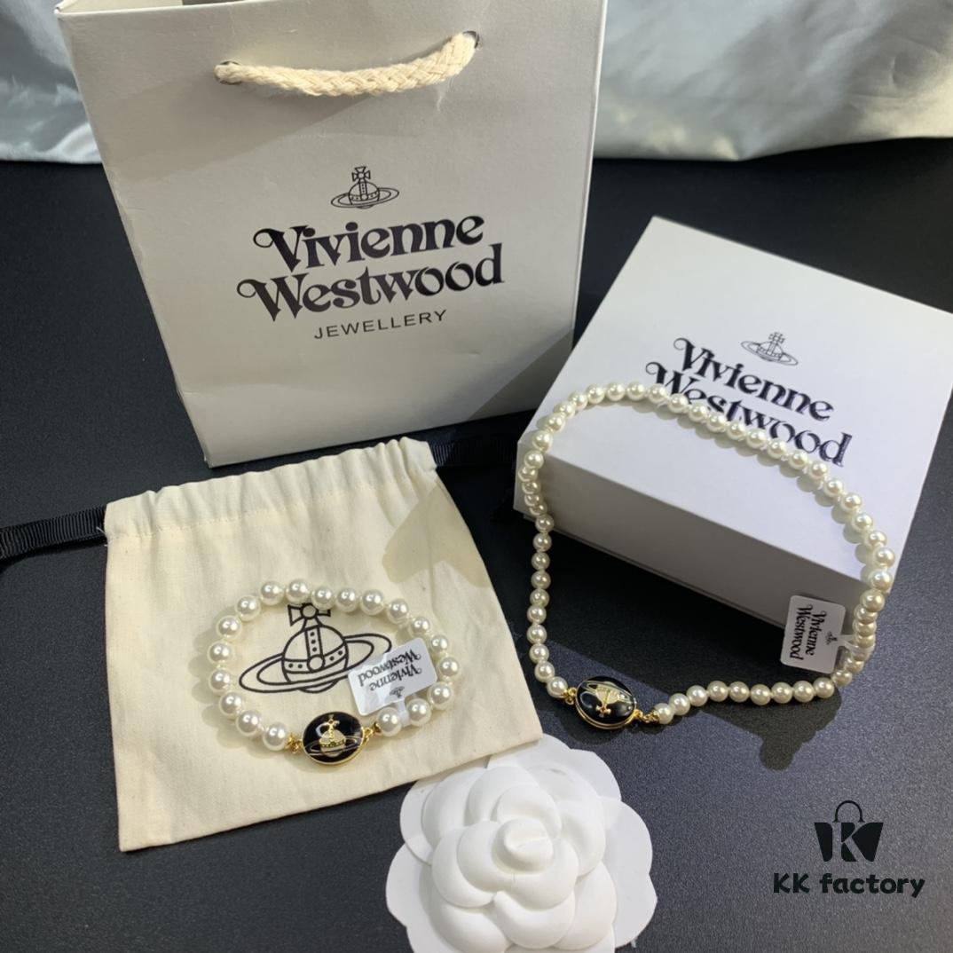 West Grandma Magnetic Saturn Pearl Necklace and Bracelet Set Available in 4 Colors