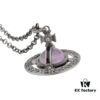 Vivienne Westwood Large Vintage Silver 3D Carved Necklace - Amethyst