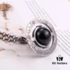 West Queen Large Vintage Silver Carved 3D Track Black Bead