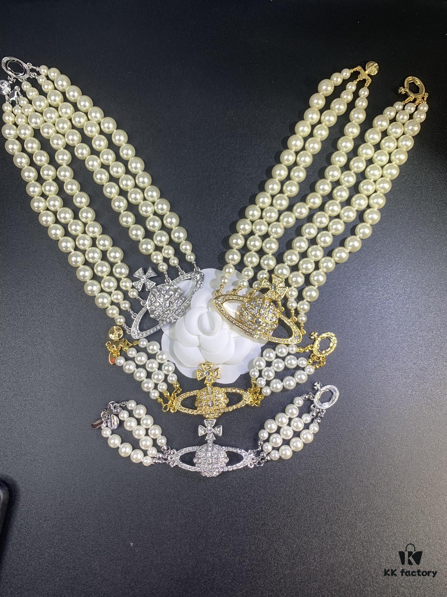 West Queen Three-Layer Saturn Necklace Bracelet In Stock