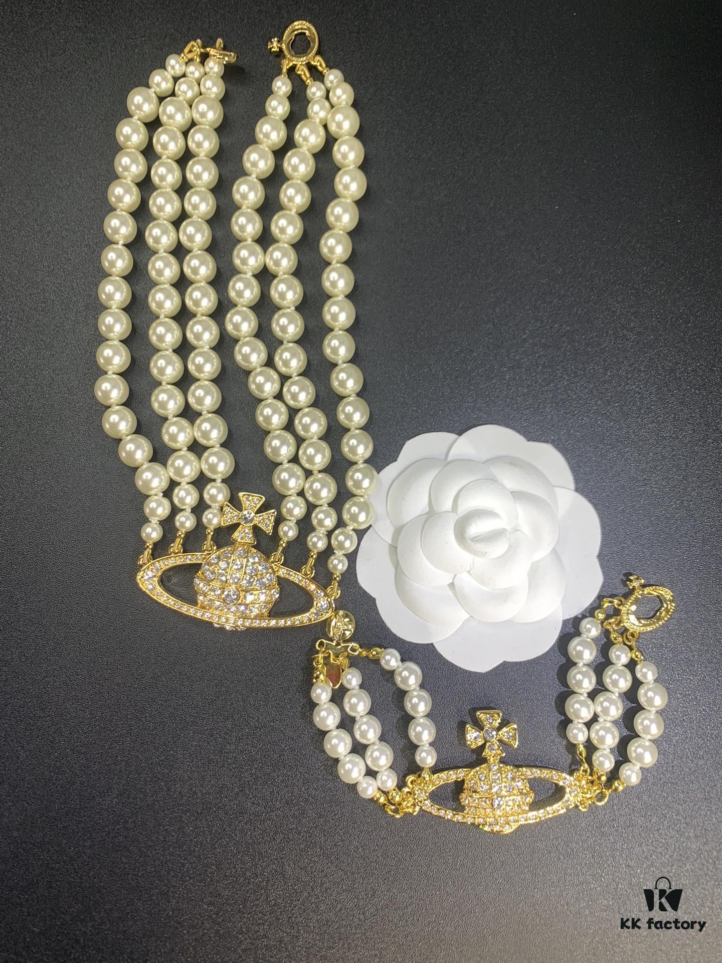 West Queen Three-Layer Saturn Necklace Bracelet In Stock