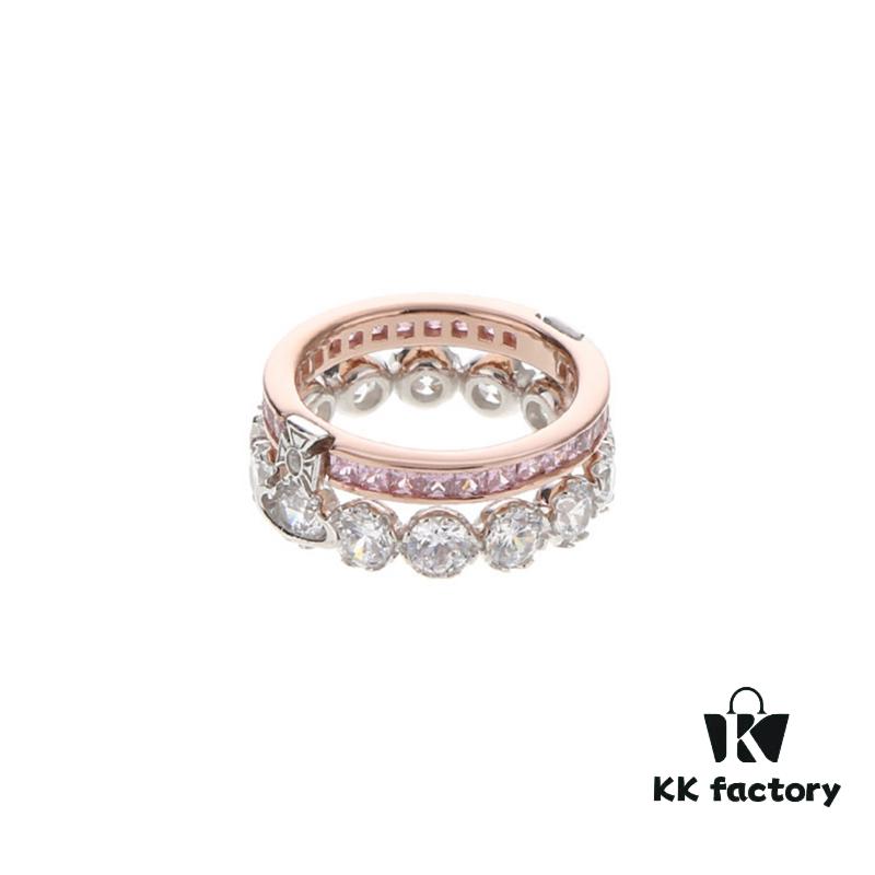 Westminster Double Layer Large Diamond Saturn Ring - Rose Gold