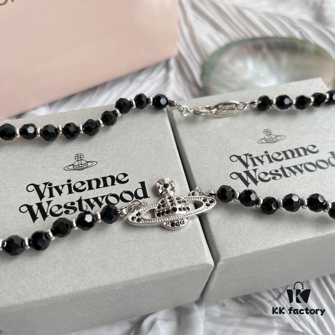 Vivienne Westwood Black Crystal Bead Necklace