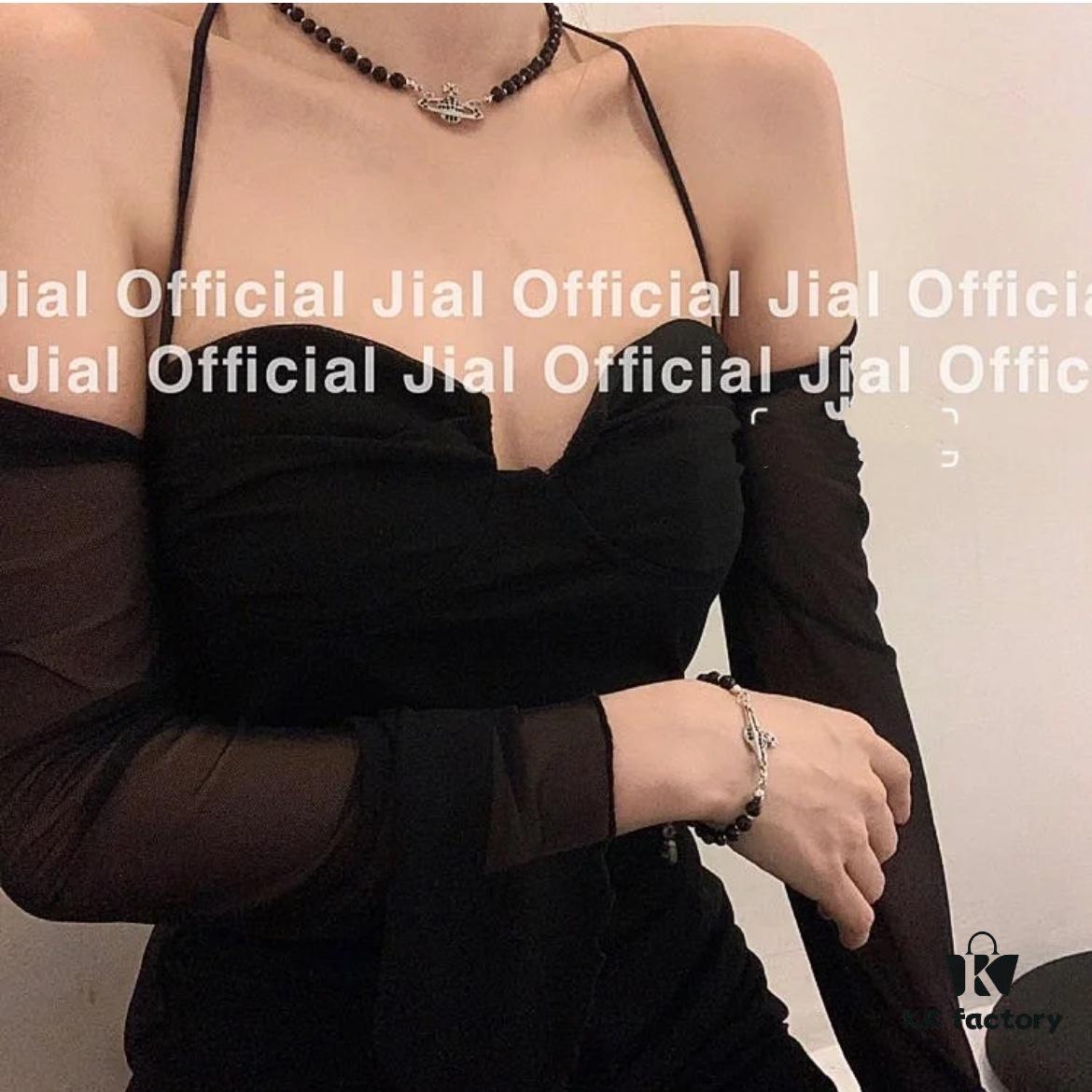 Vivienne Westwood Black Crystal Bead Necklace