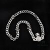 West Grandma Full Diamond Magnetic Single-Layer P-Shaped Link Necklace - White Gold Color