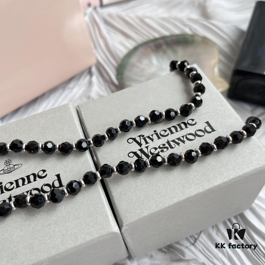 Vivienne Westwood Black Crystal Bead Necklace