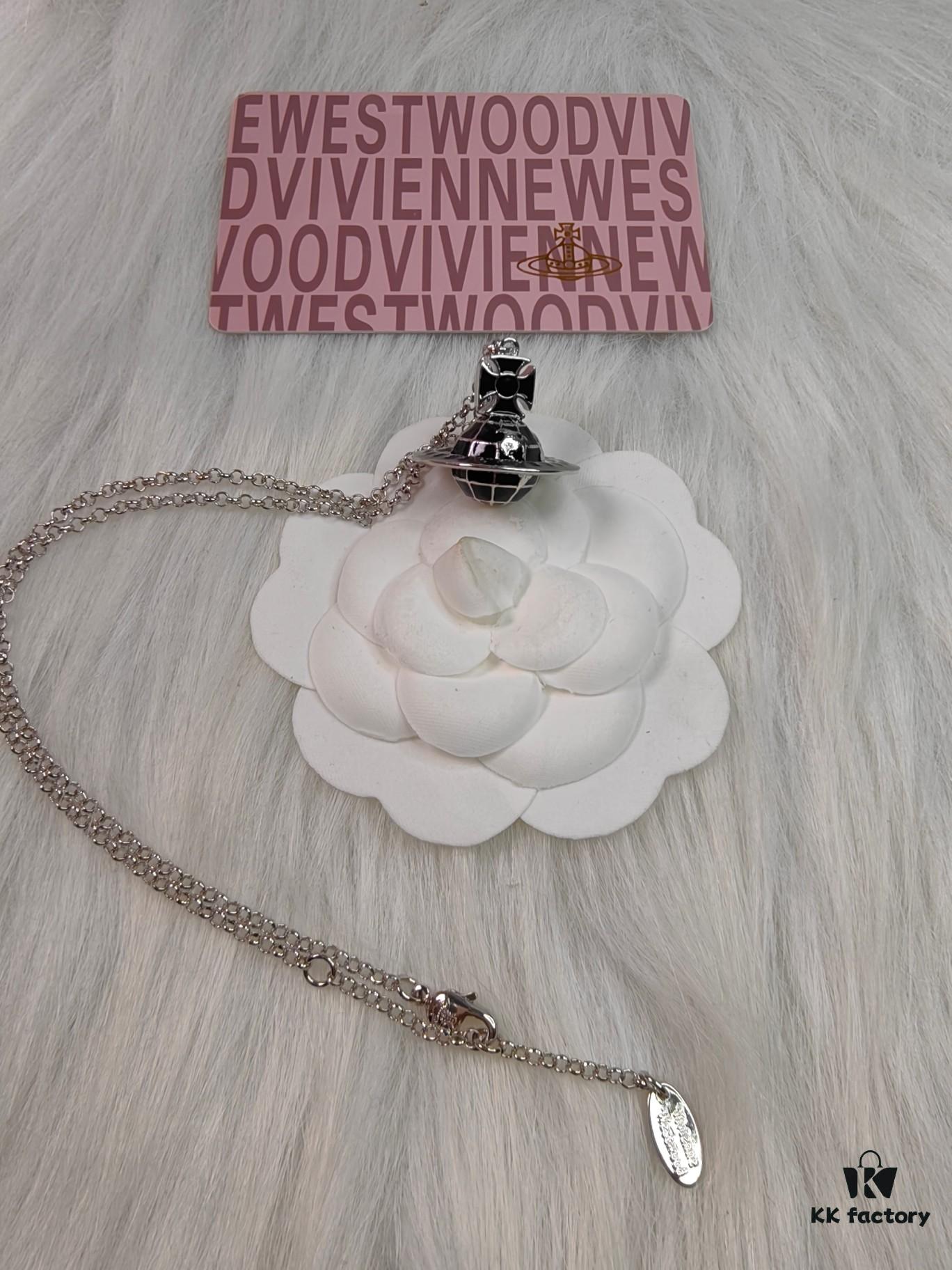 Westminster Globe Necklace in White Gold with Black Accents