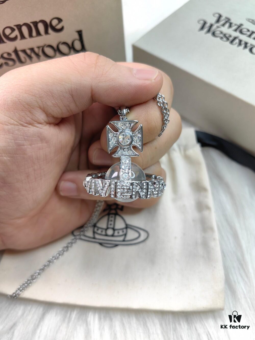 Westminster Full Diamond Crystal Ball Large White Gold and Yellow Gold Color