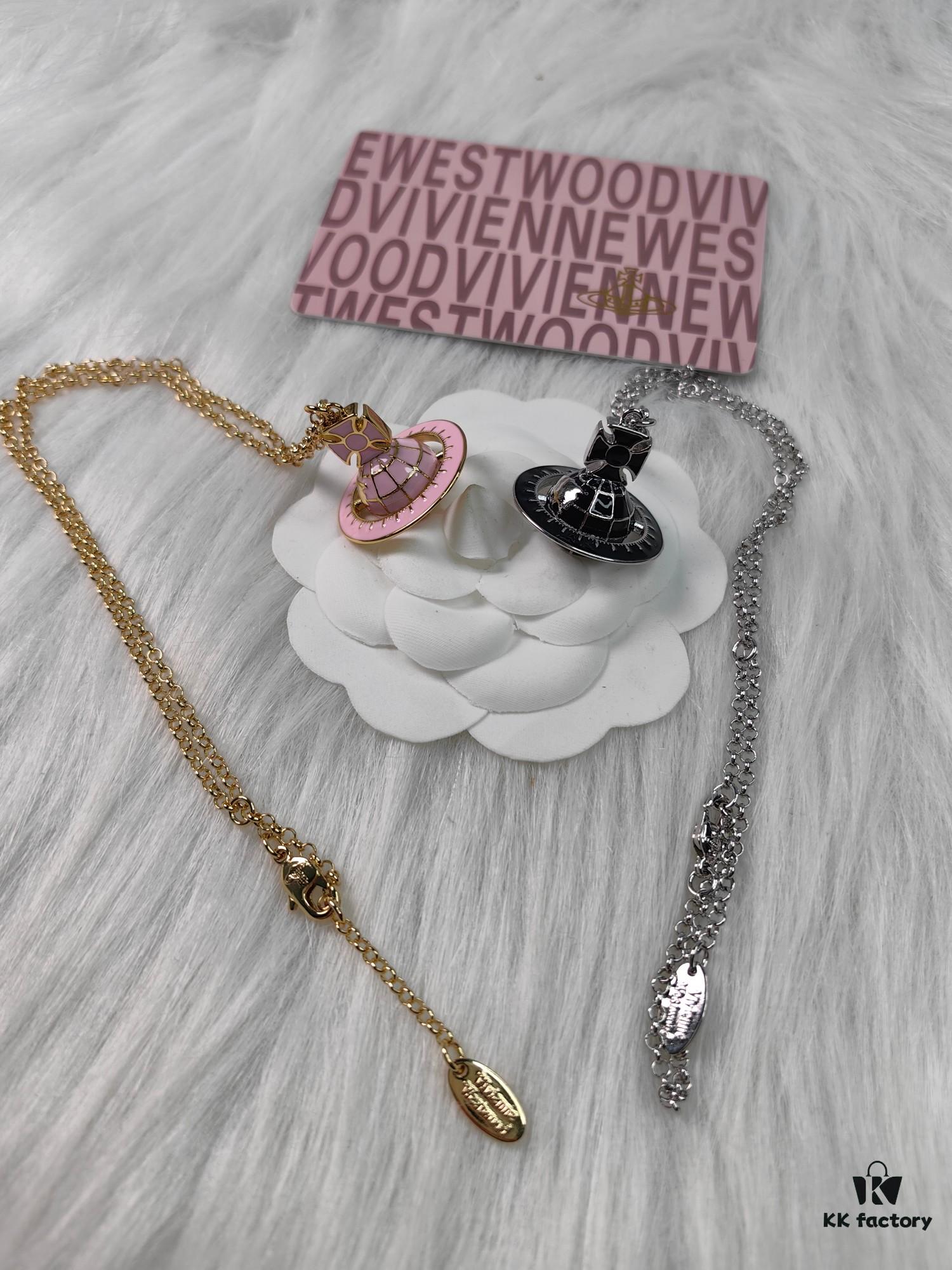 Westminster Globe Necklace in White Gold with Black Accents