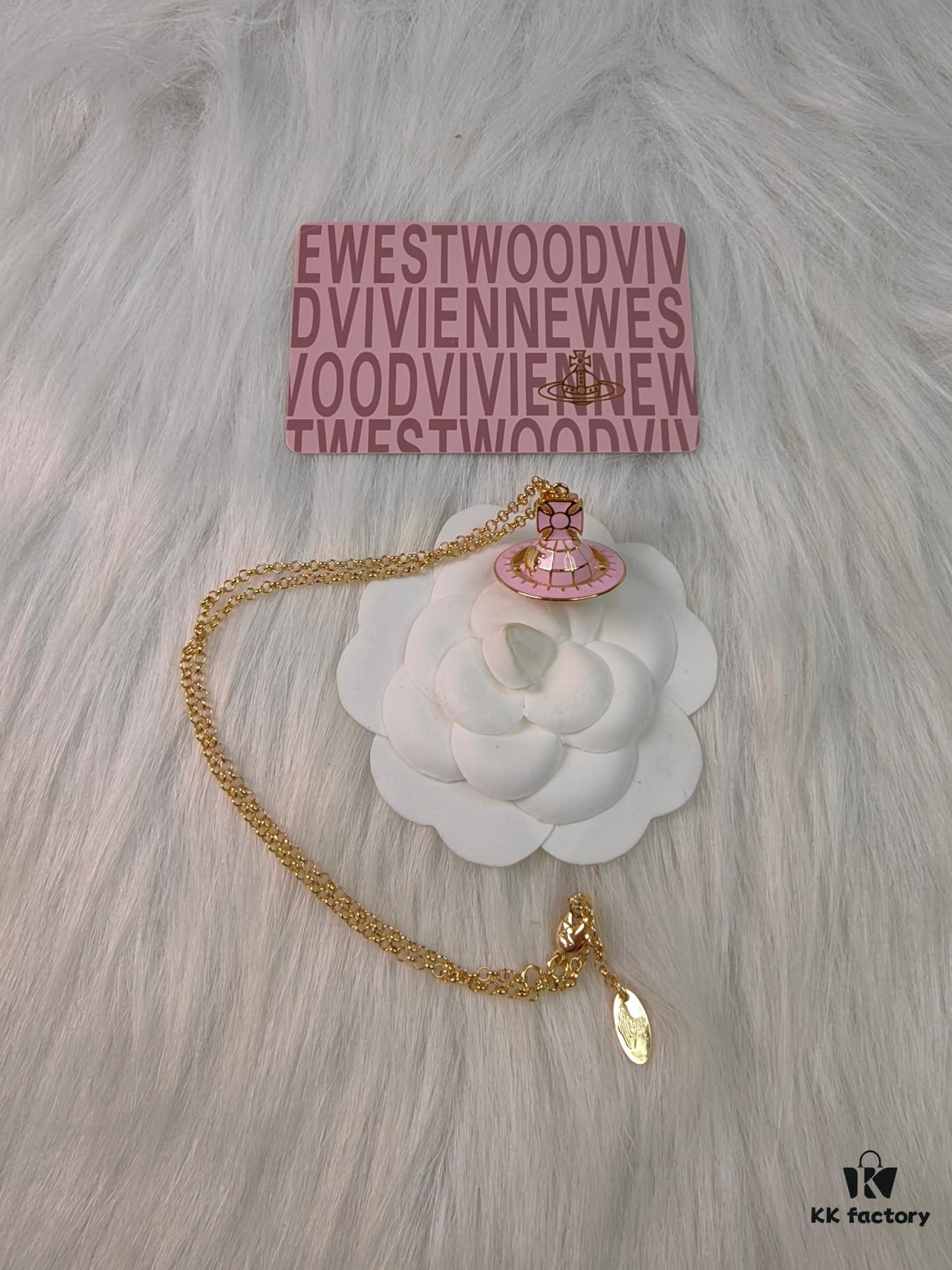 Westminster Globe Necklace in Gold Pink