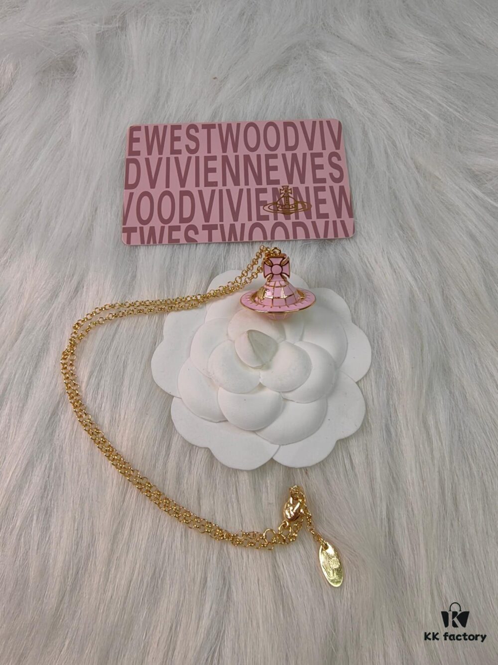 Westminster Globe Necklace in Gold Pink