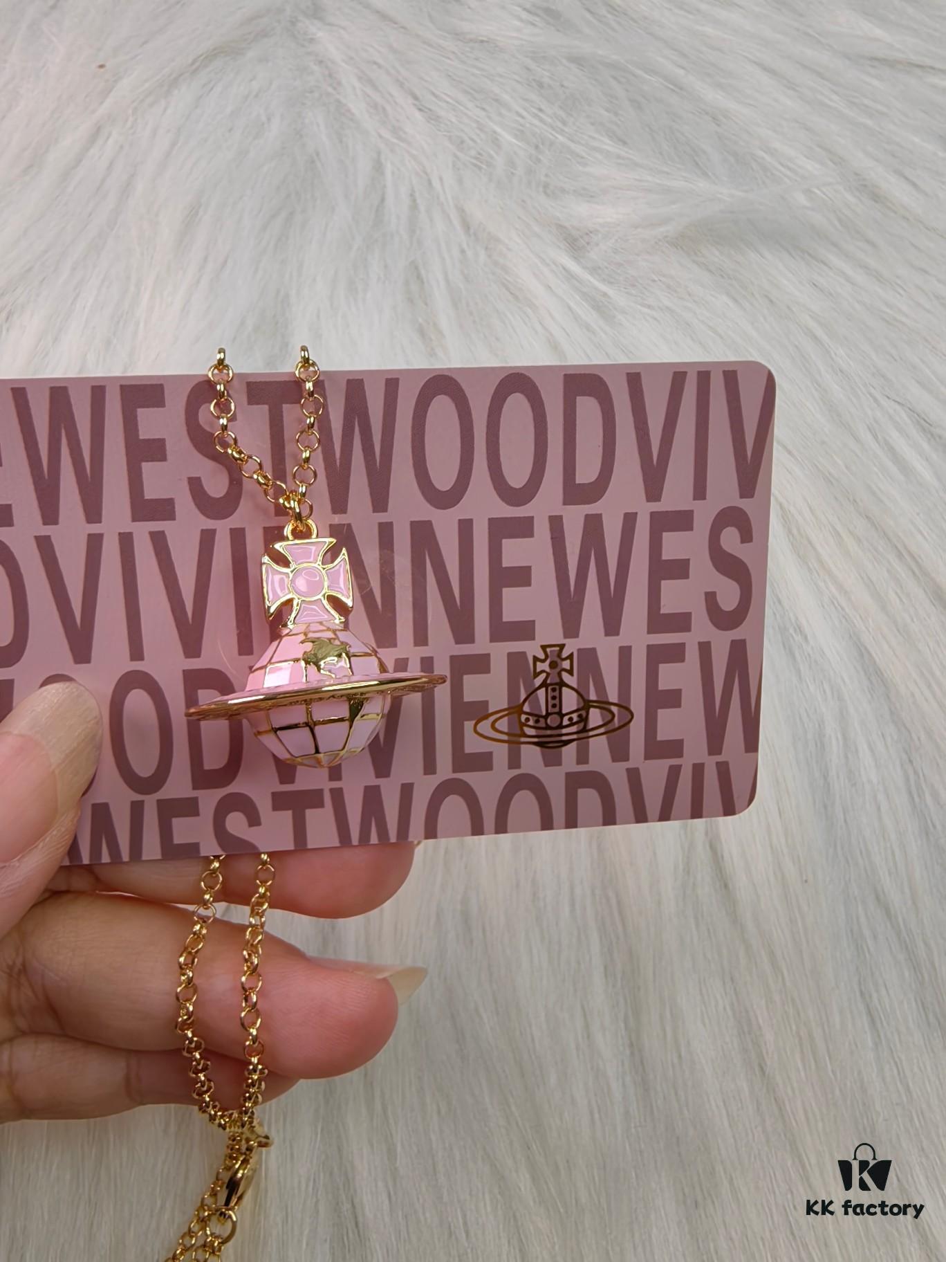 Westminster Globe Necklace in Gold Pink