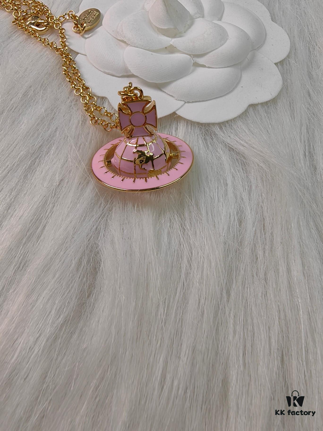 Westminster Globe Necklace in Gold Pink