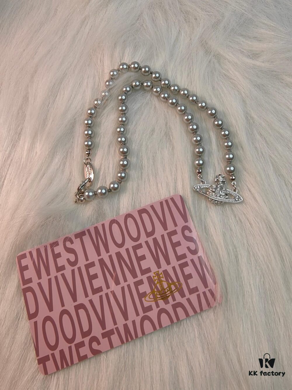 West Grandma Gray Pearl Saturn Necklace Available in Stock