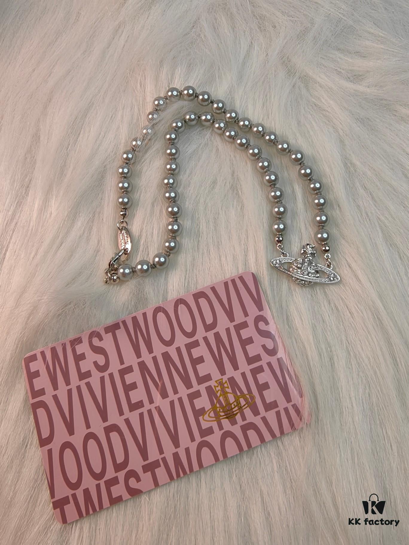 West Grandma Gray Pearl Saturn Necklace Available in Stock