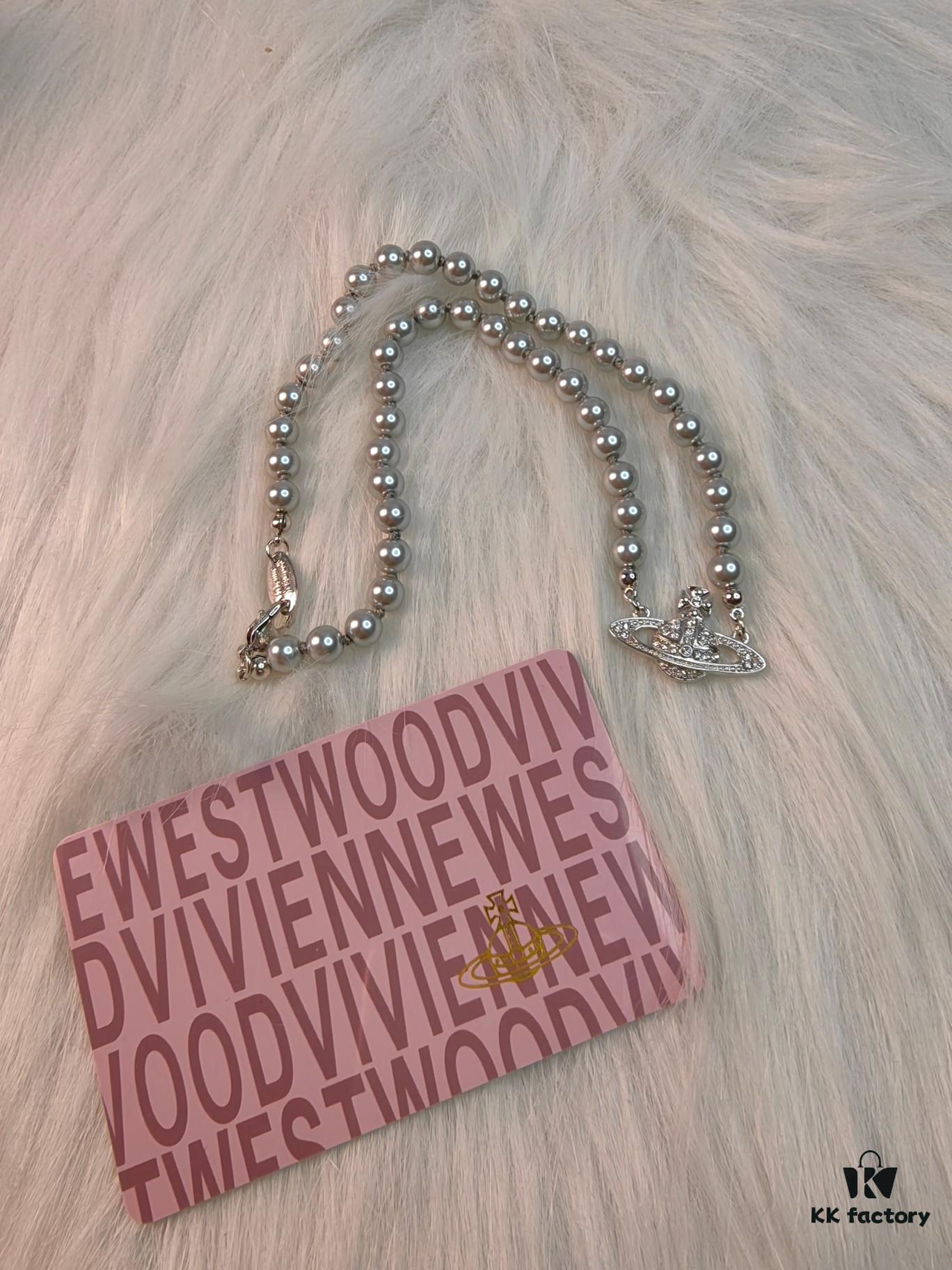 West Grandma Gray Pearl Saturn Necklace Available in Stock