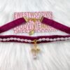 West Queen Baroque Single-Layer 3D Ribbon Necklace - Gold and Purple Beads