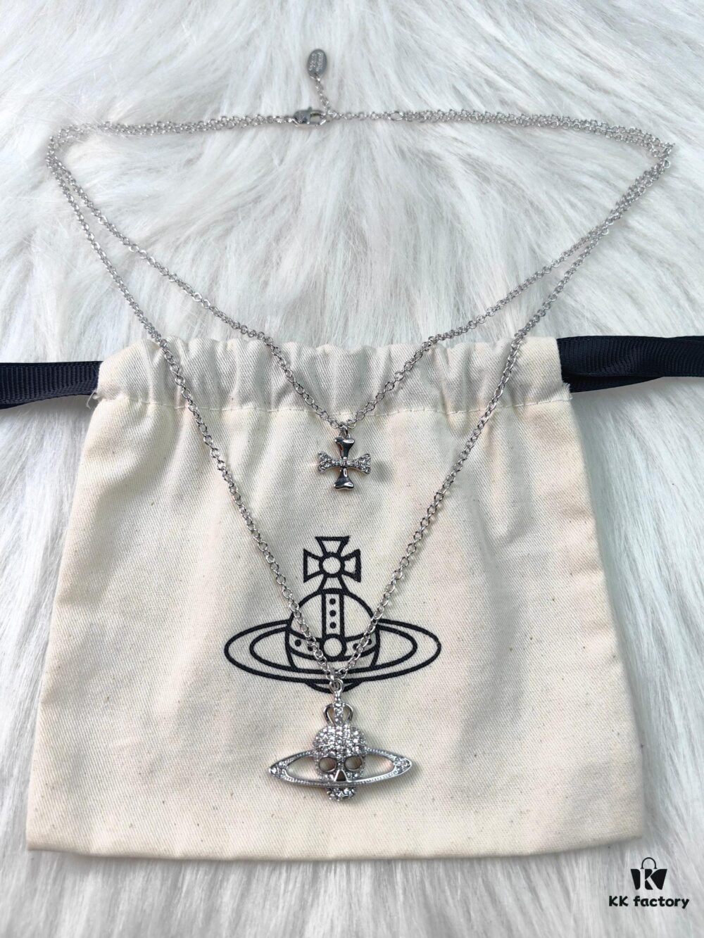 Westminster Skull Double Layer Necklace — Available in Platinum and Black Gun Colors