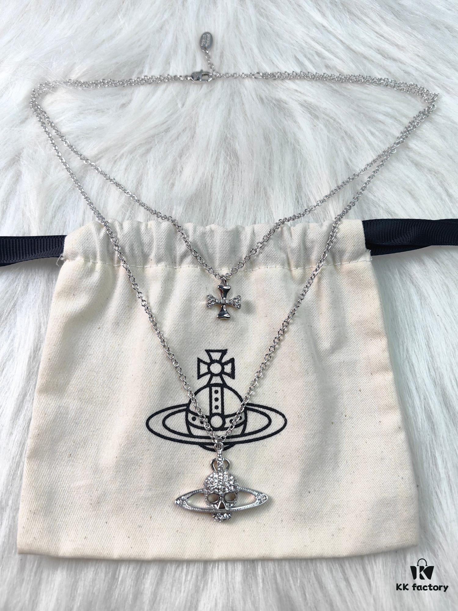 Westminster Skull Double Layer Necklace — Available in Platinum and Black Gun Colors