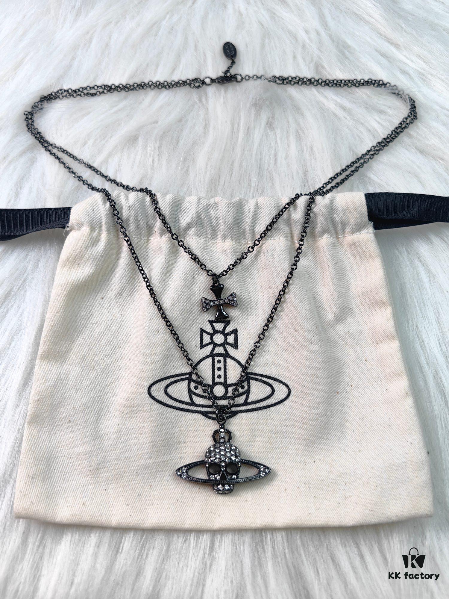 Westminster Skull Double Layer Necklace — Available in Platinum and Black Gun Colors