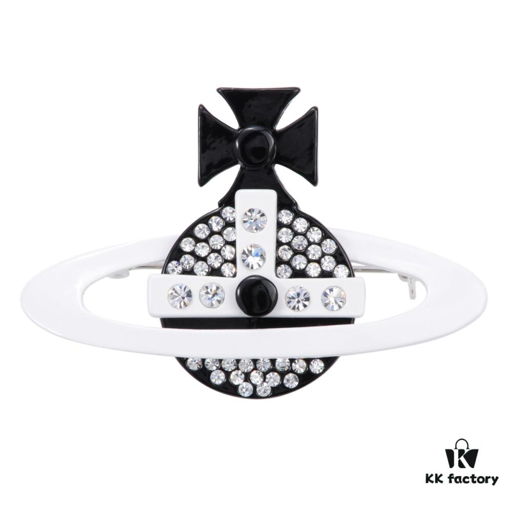 West Queen White Enamel Saturn Brooch