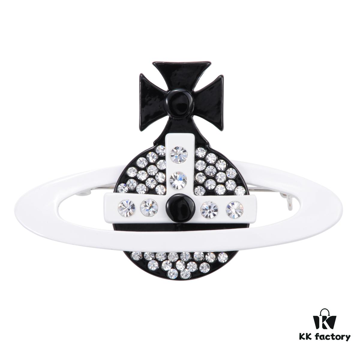 West Queen White Enamel Saturn Brooch