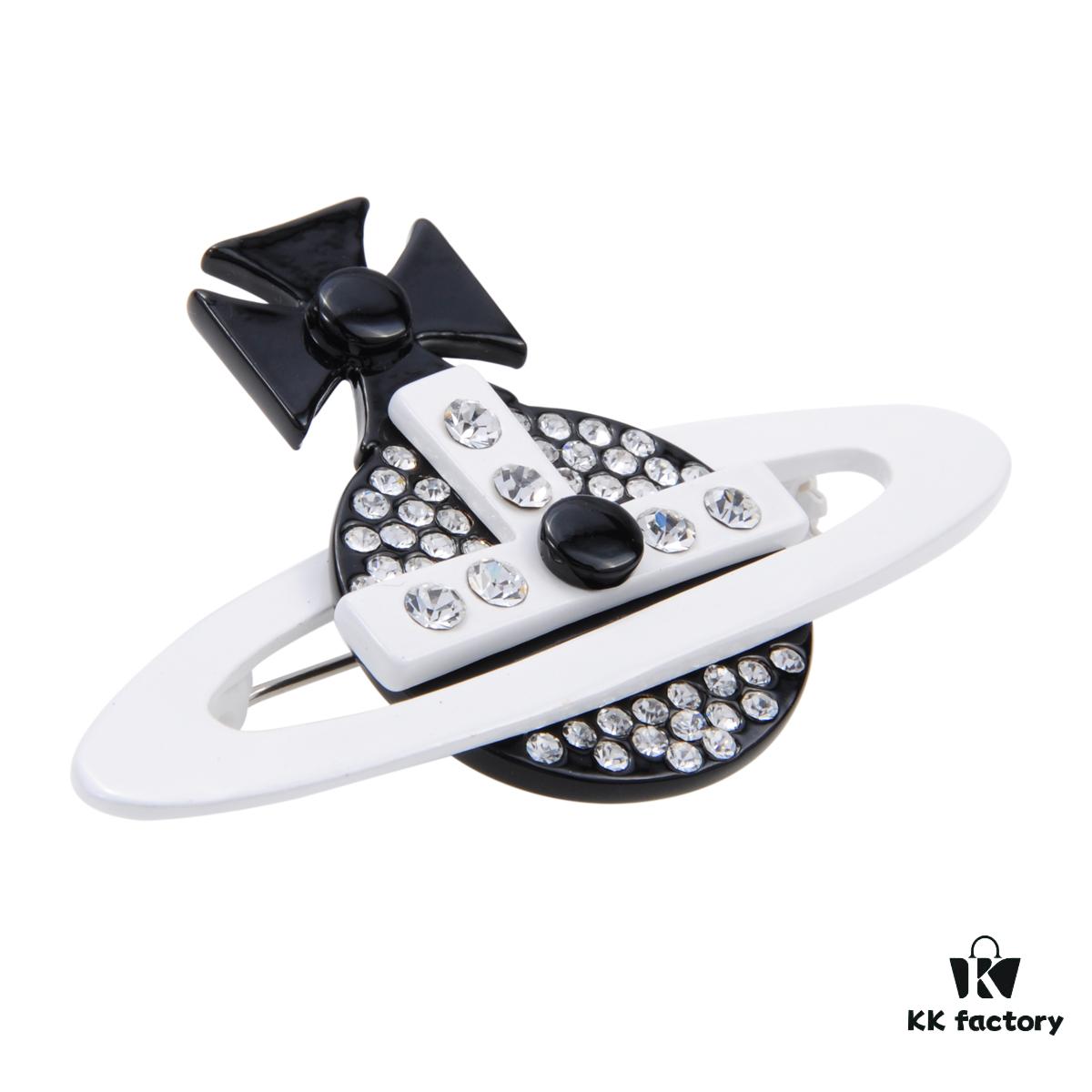 West Queen White Enamel Saturn Brooch