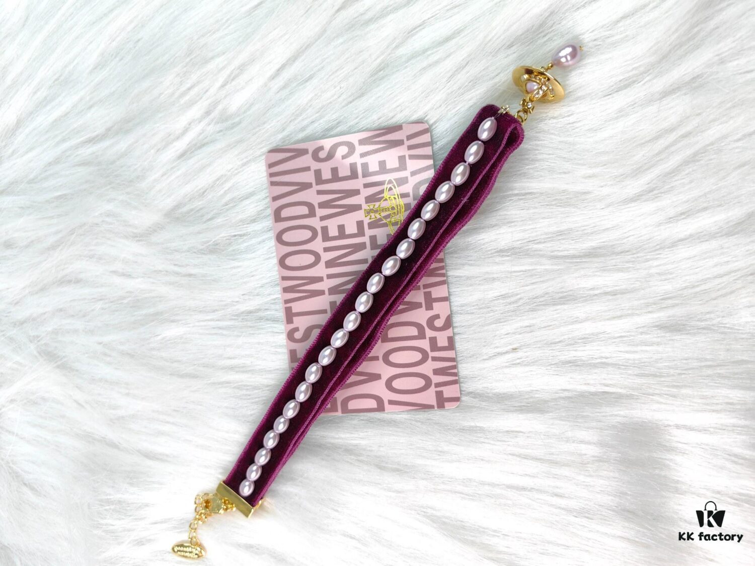 West Queen Baroque Single-Layer 3D Ribbon Necklace - Gold and Purple Beads