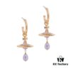 West Queen Baroque Single-Layer 3D Stud Earrings - Gold Purple Beads