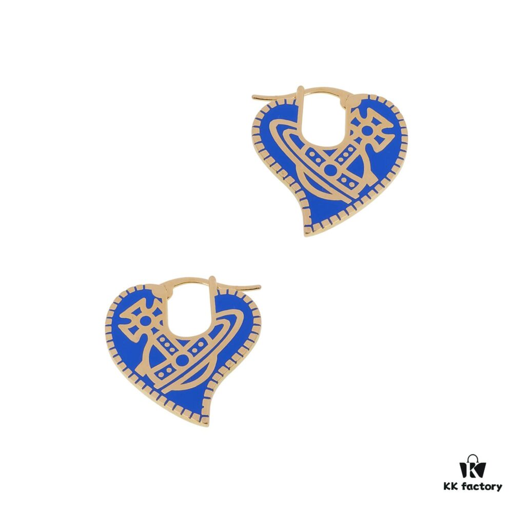 West Grandma Love Gear Enamel Earrings Blue