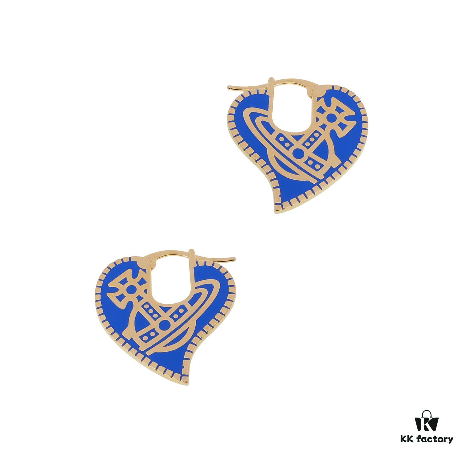 West Grandma Love Gear Enamel Earrings Blue