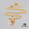 Barocco Layered Chain Necklace with Gold and Purple Beads