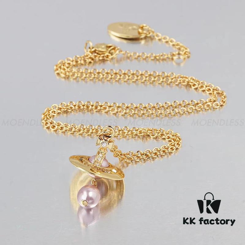 Barocco Layered Chain Necklace with Gold and Purple Beads