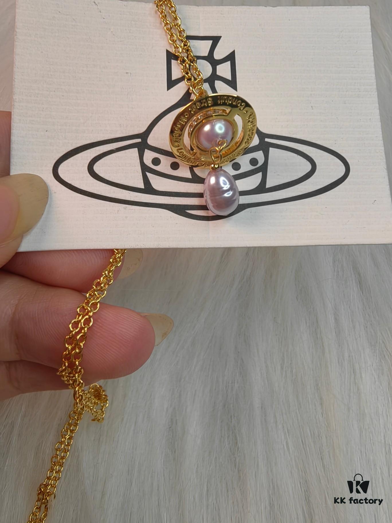 Barocco Layered Chain Necklace with Gold and Purple Beads