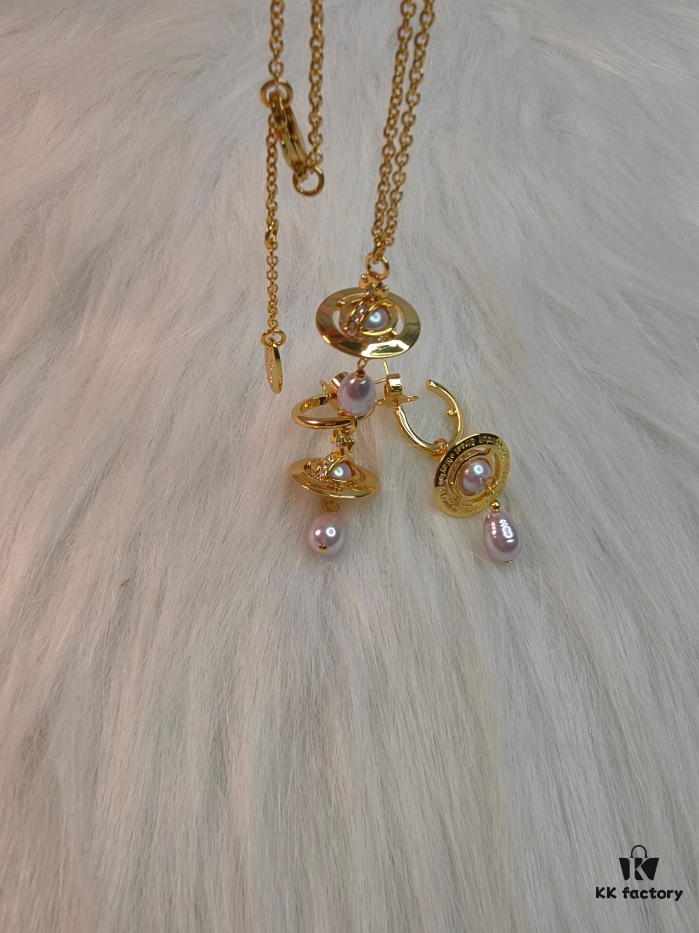 West Queen Baroque Single-Layer 3D Stud Earrings - Gold Purple Beads