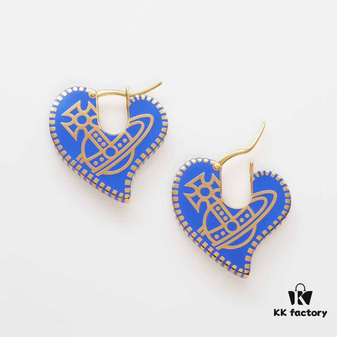 West Grandma Love Gear Enamel Earrings Blue