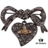 Vivienne Westwood Titanium Black Heart Bow Brooch