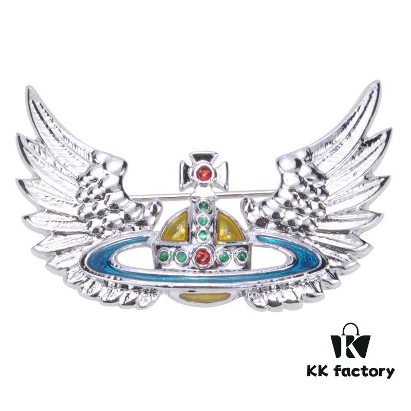 Vivienne Westwood Yellow and Blue Enamel Wing Brooch