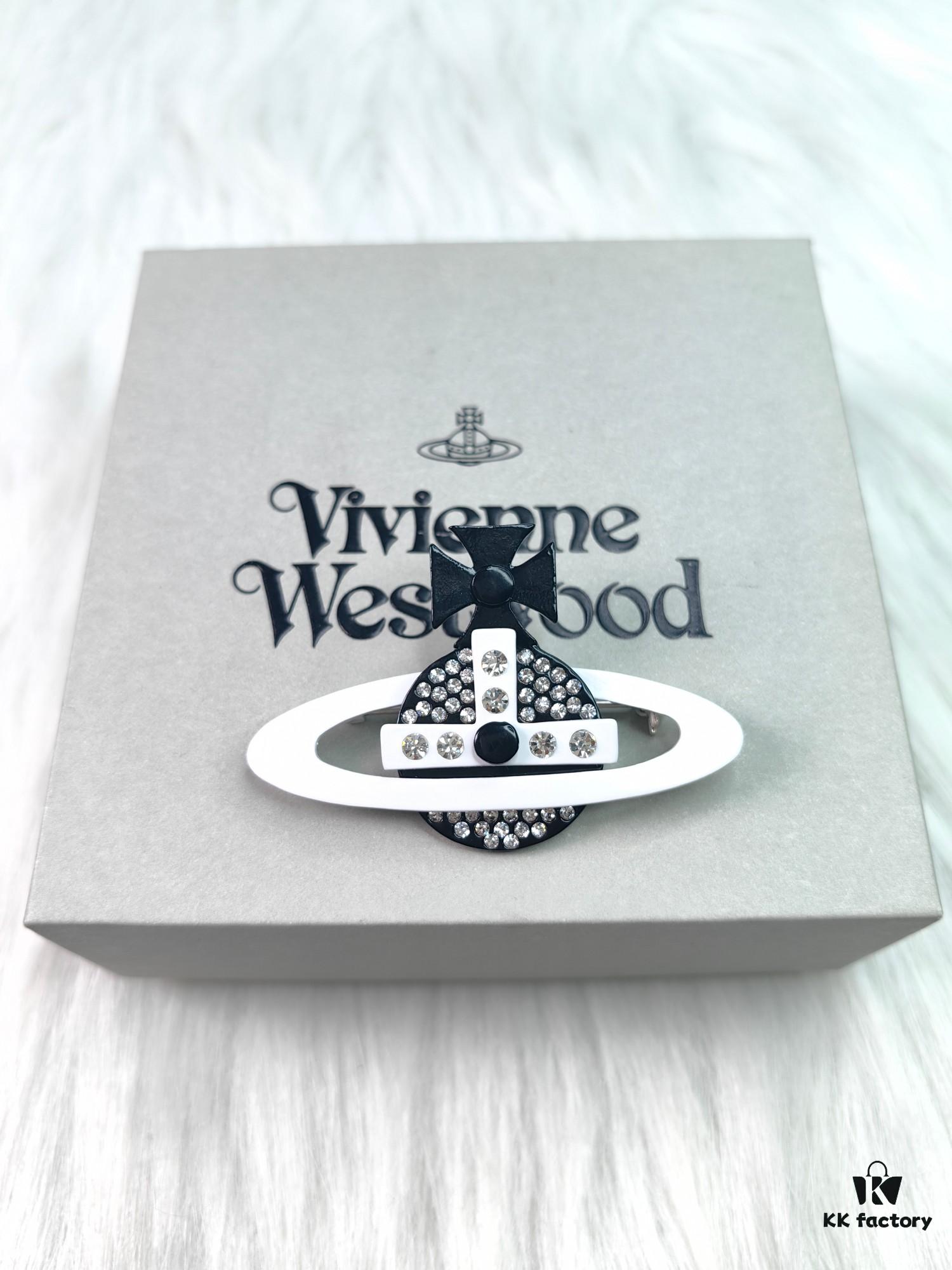 West Queen White Enamel Saturn Brooch