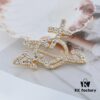 West Queen Full Diamond Line Arrow Saturn Brooch - Gold 6*5CM