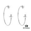 West Queen Large 3D Saturn Hoop Earrings 4CM Silver