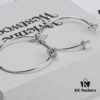 West Queen Large 3D Saturn Hoop Earrings 4CM Silver