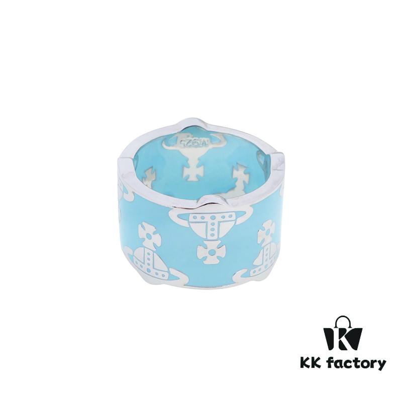 West Queen Saturn Enamel Ring - Silver Blue